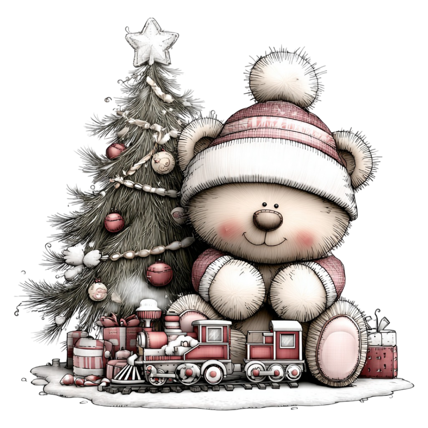 Bügelbild niedlicher Weihnachtsteddy #11