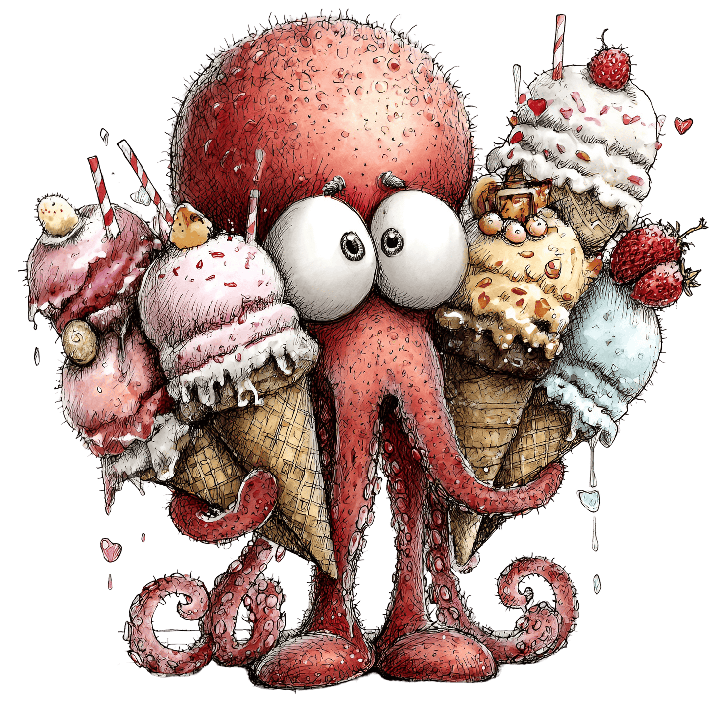 Bügelbild Lustiger Sommer Octopus #1