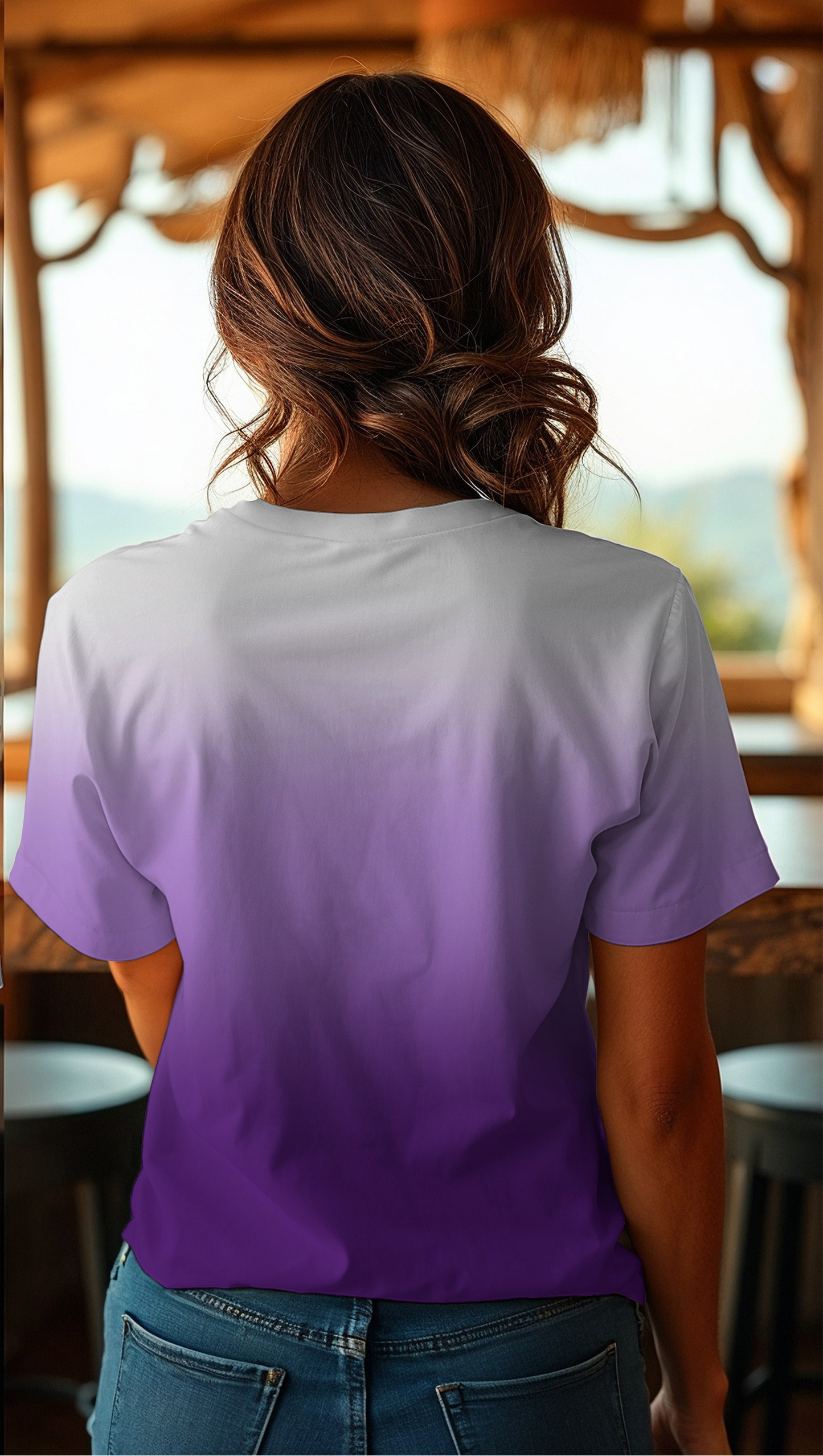 Panel Palm Sunset Lila Verlauf Bio Jersey Überbreite