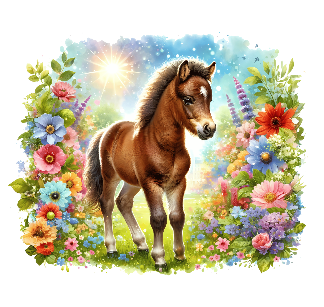Bügelbild Pferd im Frühling Fylou's Style