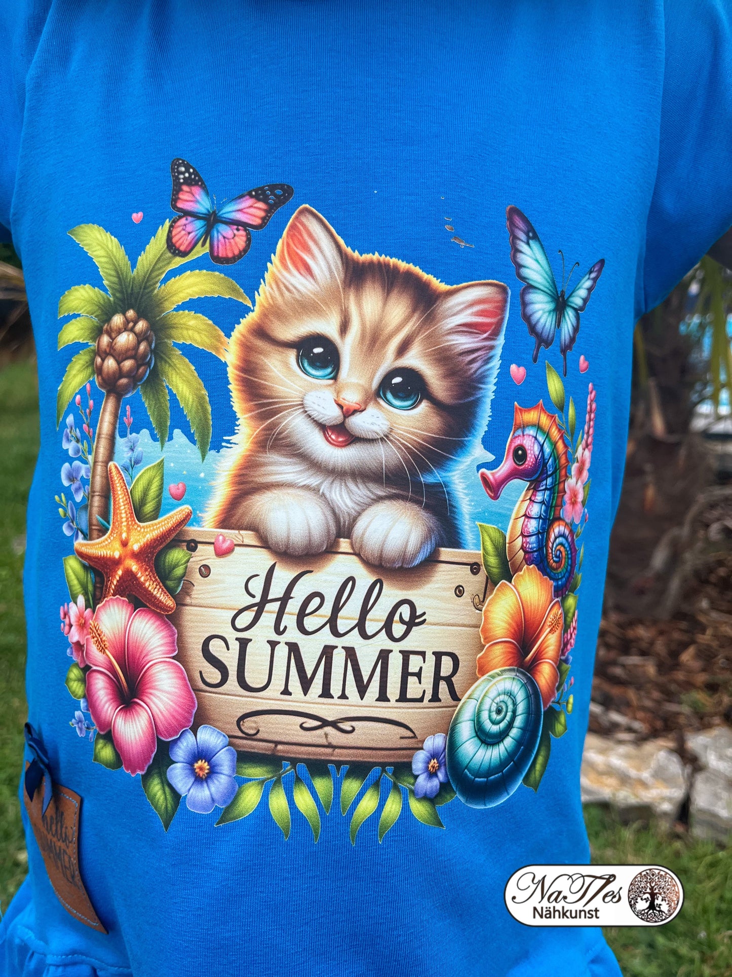 Bügelbild Hallo Sommer Katze Fylou's Style