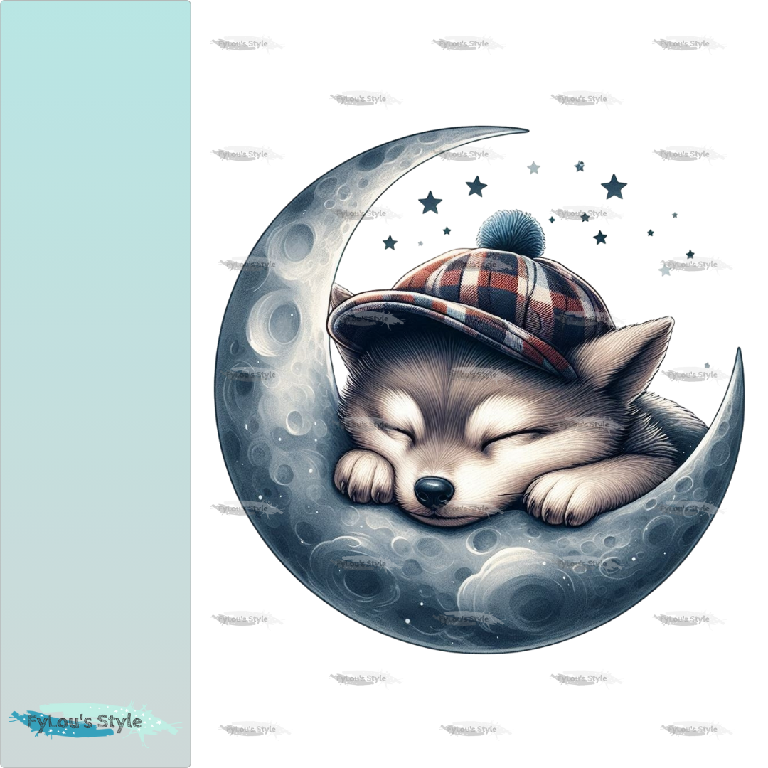 Bügelbild schlafender Wolf im Mond Fylou's Style