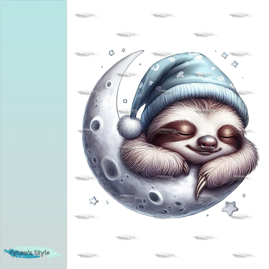 Bügelbild schlafendes Faultier auf Mond Fylou's Style