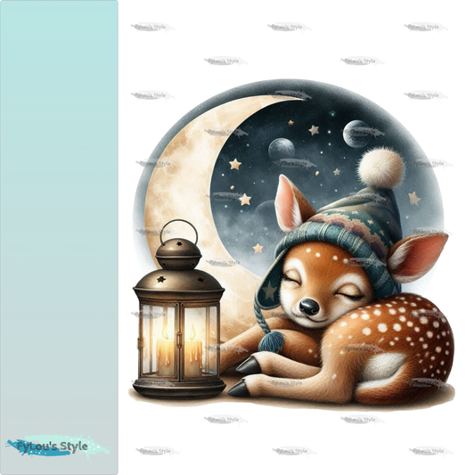 Bügelbild schlafendes Reh vorm Mond Fylou's Style