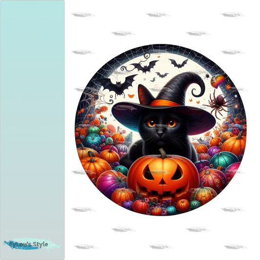 Bügelbild schwarze Halloween Katze