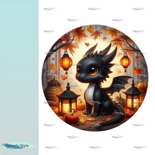 Bügelbild schwarzer Drache mit Laterne #2