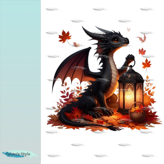 Bügelbild schwarzer Drache mit Laterne #3