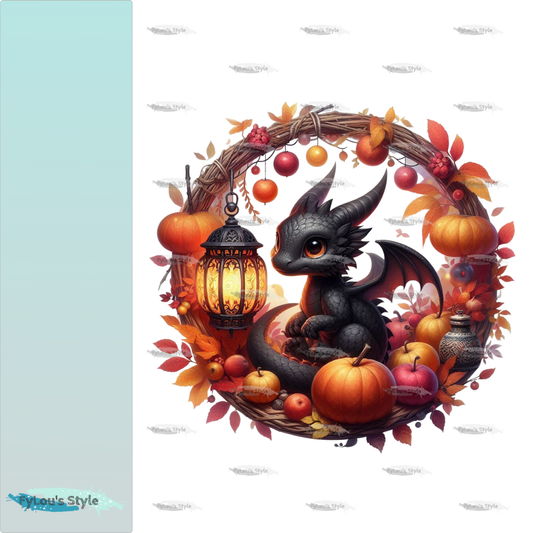 Bügelbild schwarzer Drache mit Laterne #4