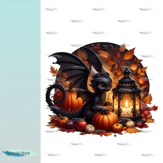 Bügelbild schwarzer Drache mit Laterne #5