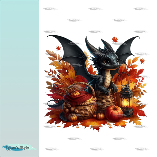 Bügelbild schwarzer Drache mit Laterne #6