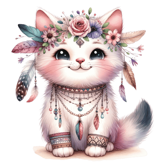 Bügelbild süße Boho Katze Fylou's Style