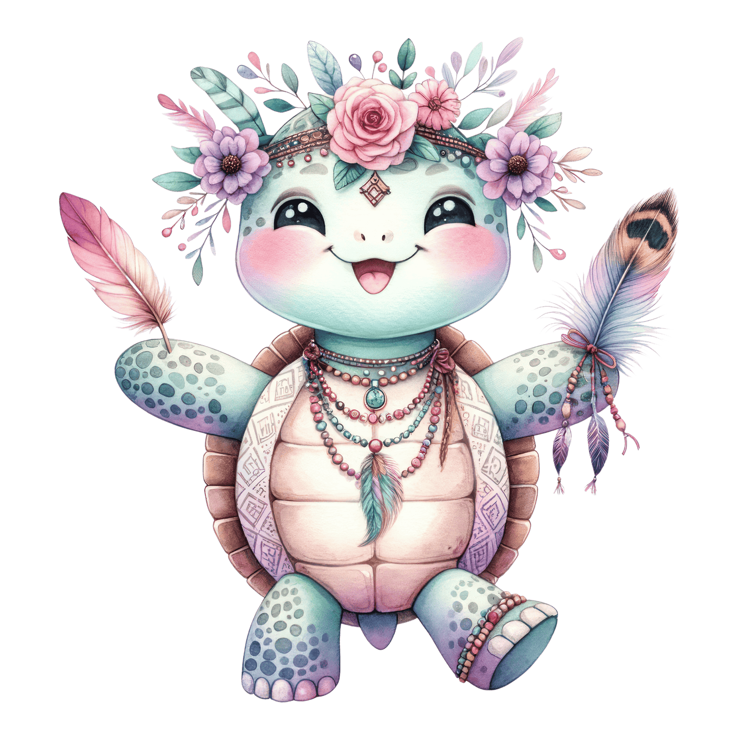 Bügelbild süße Boho Schildkröte Fylou's Style
