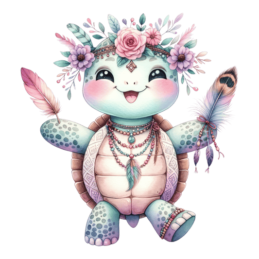 Bügelbild süße Boho Schildkröte Fylou's Style