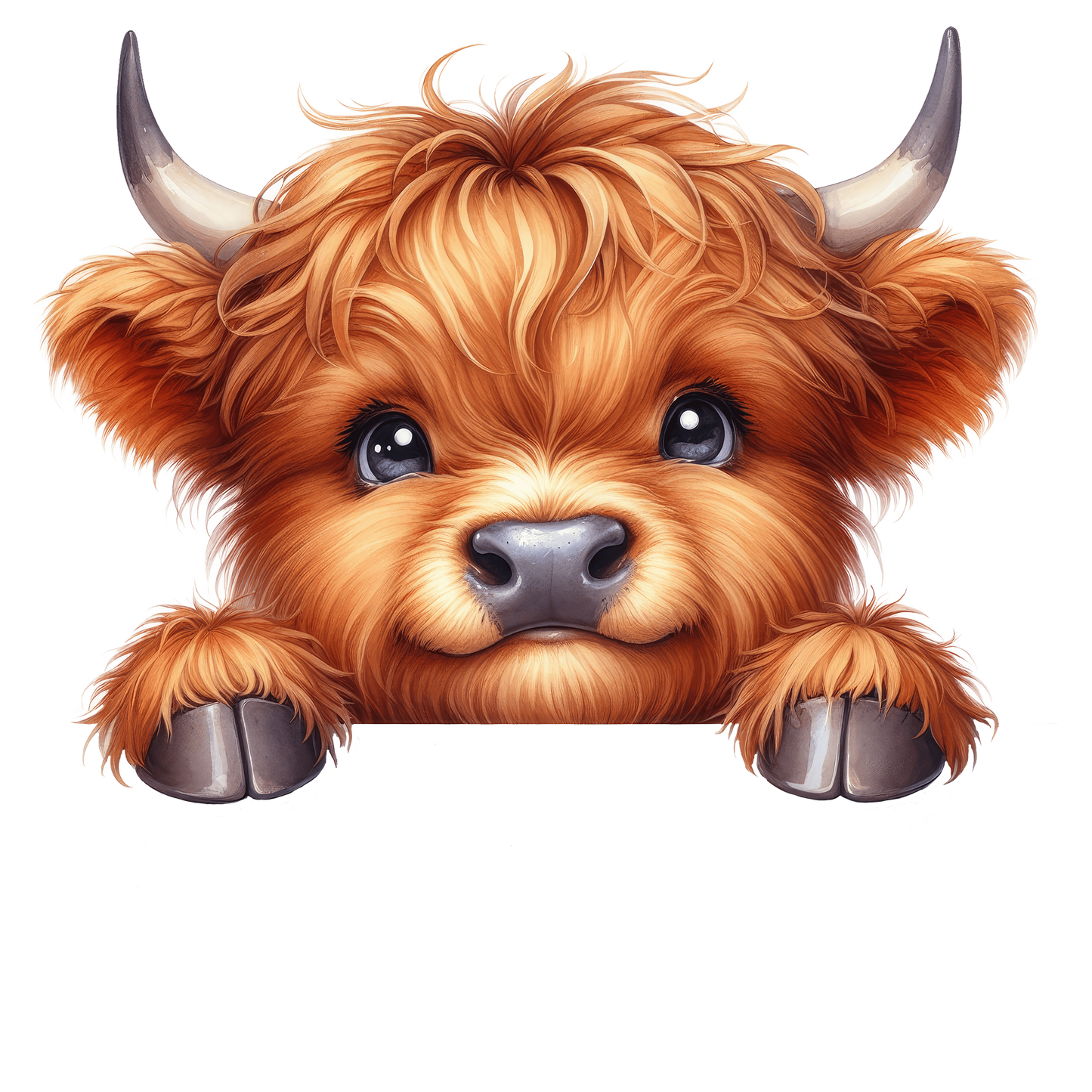 Bügelbild süße Guck guck Highland Kuh