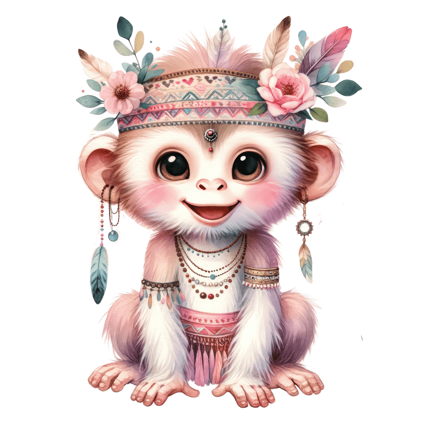 Bügelbild süßer Boho Affe Fylou's Style