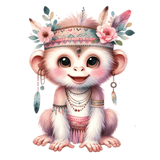 Bügelbild süßer Boho Affe Fylou's Style