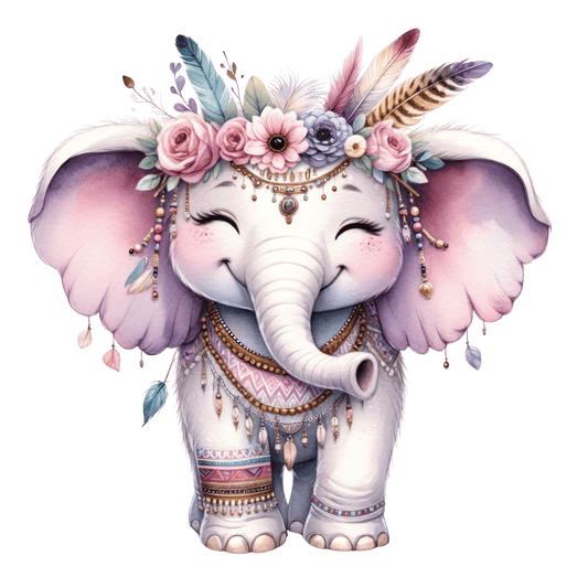 Bügelbild süßer Boho Elefant Fylou's Style