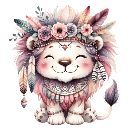 Bügelbild süßer Boho Löwe Fylou's Style