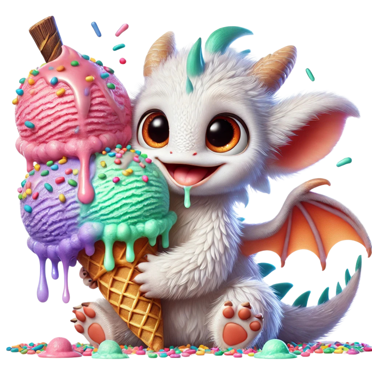 Bügelbild süßer Drache mit Eiscreme #1 Fylou's Style