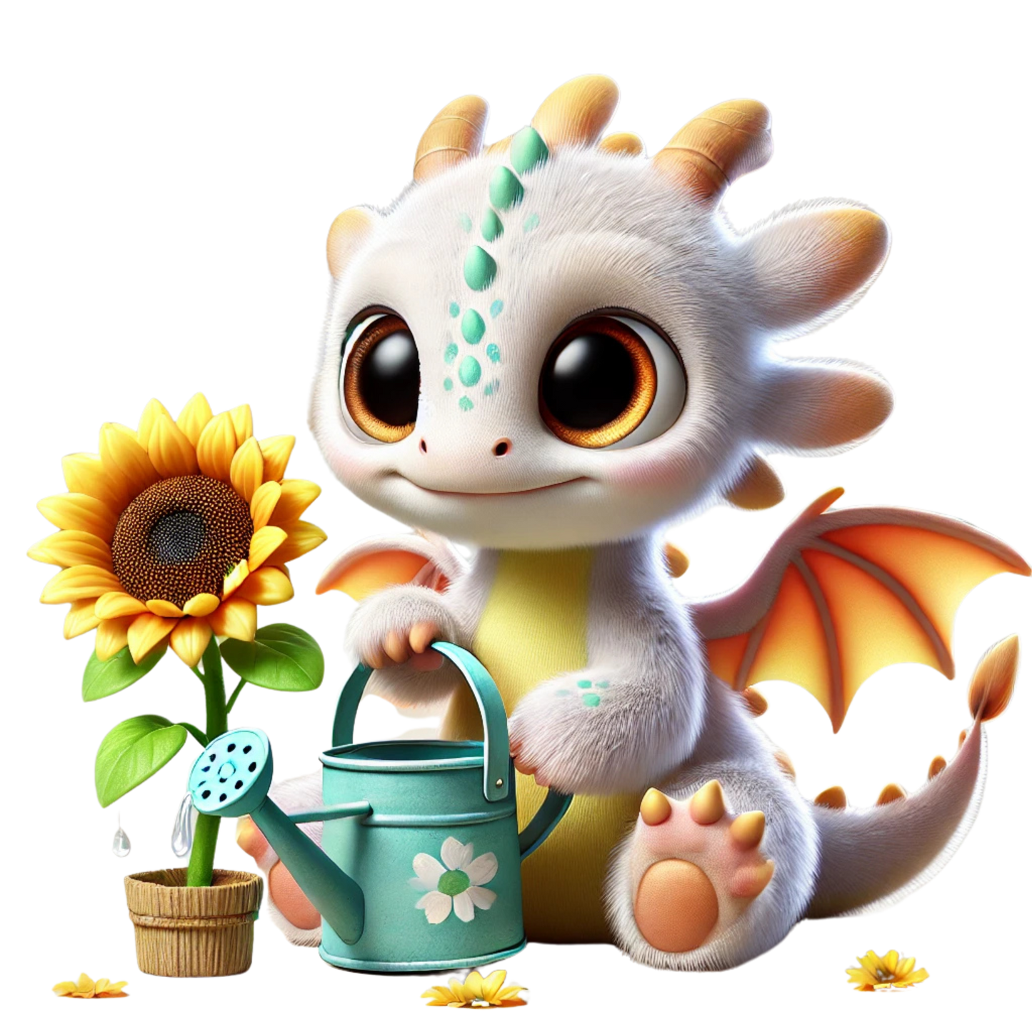 Bügelbild süßer Drache mit Gießkanne Fylou's Style