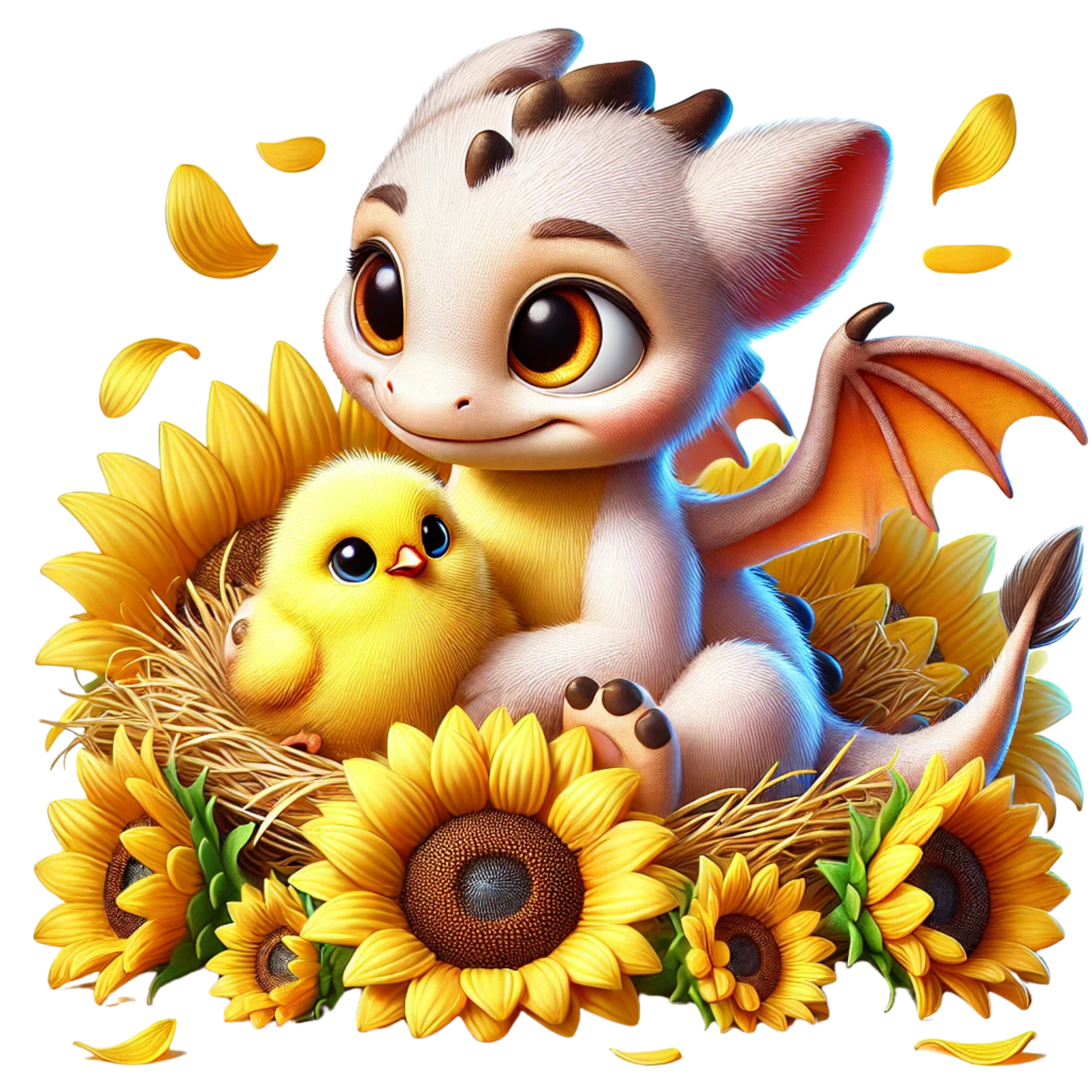 Bügelbild süßer Drache mit Küken Fylou's Style