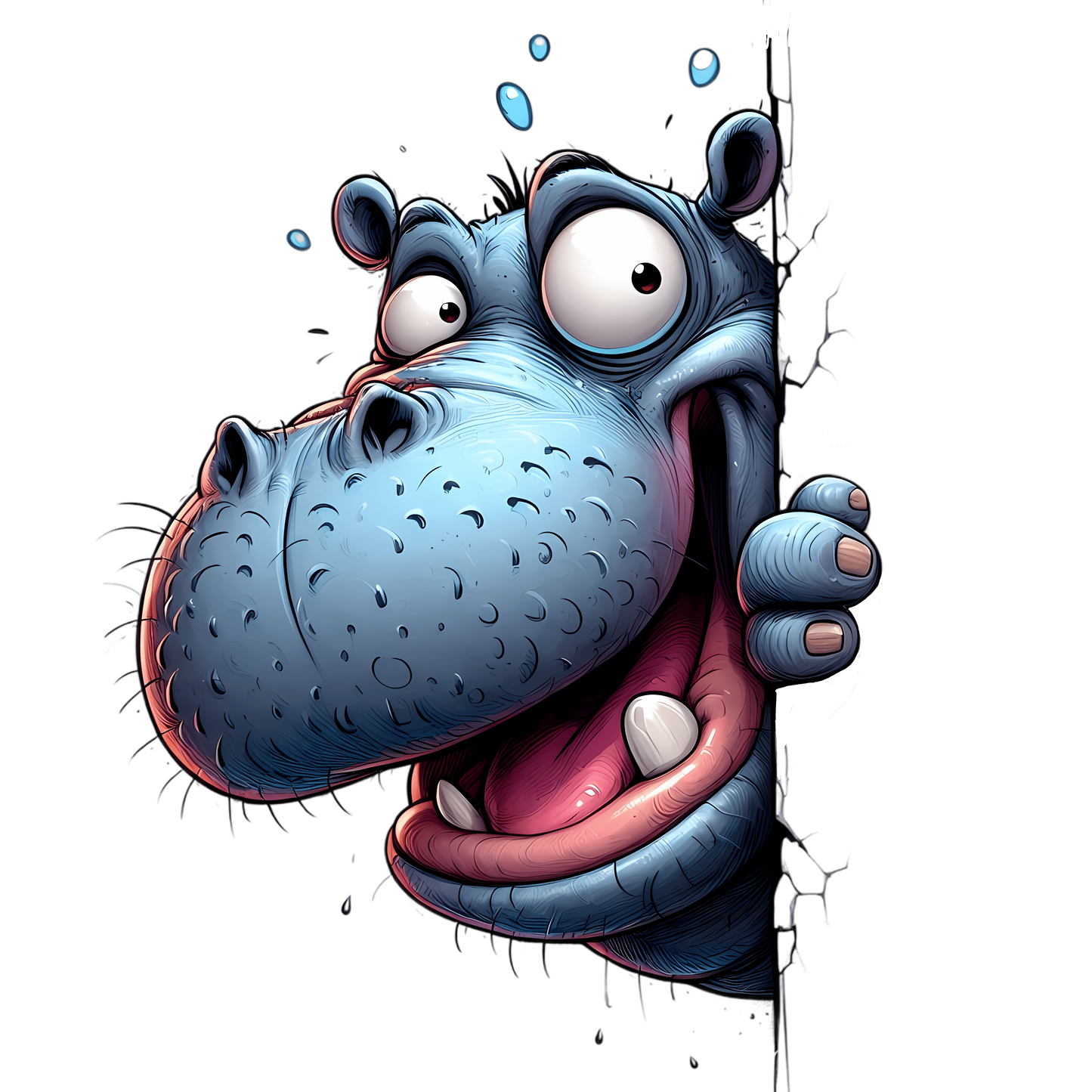 Bügelbild verrücktes guck guck Nilpferd