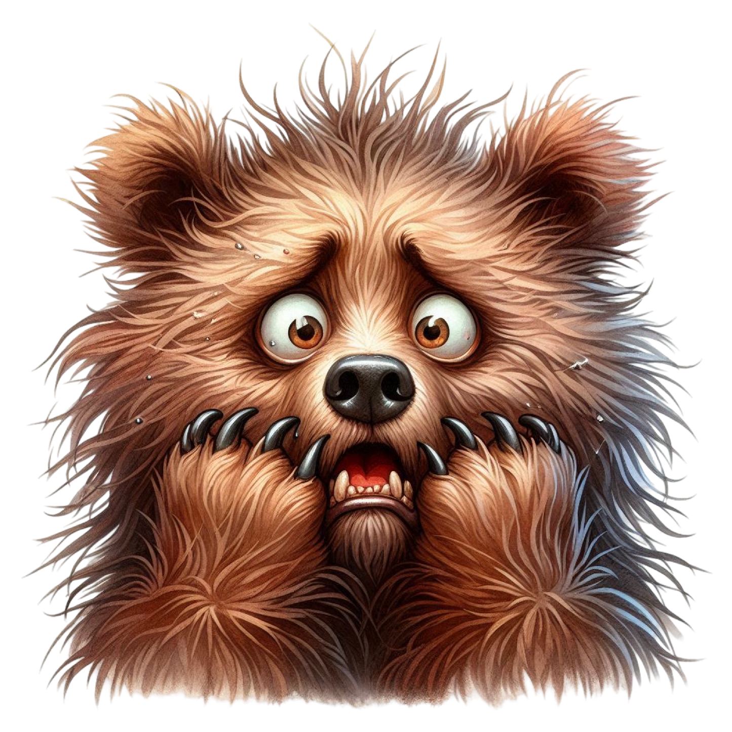 Bügelbild zerzauster erschreckter Bär