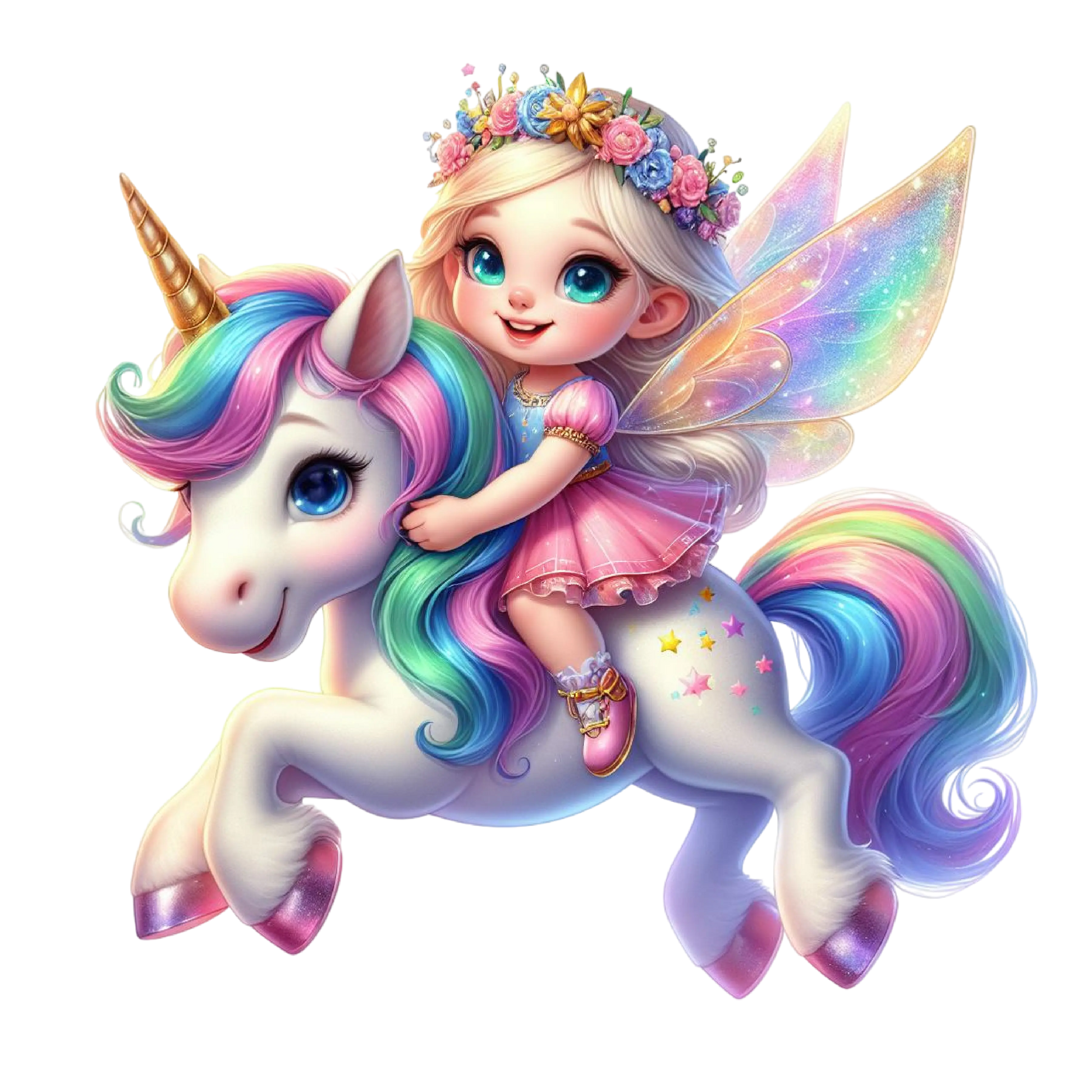 Bügelbild kleine Fee mit Einhorn #16 Fylou's Style