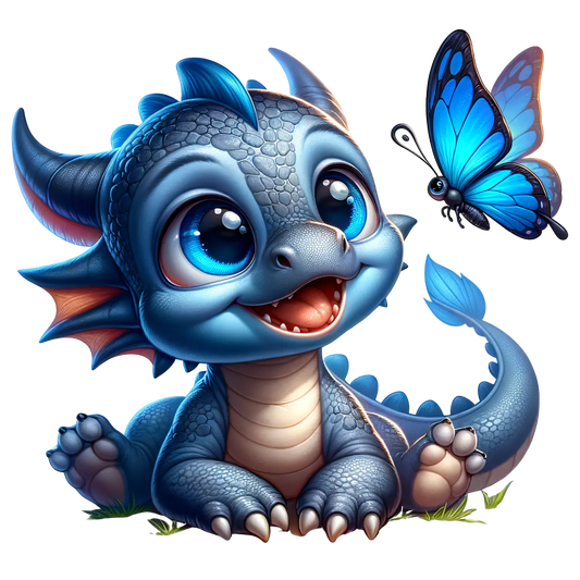 Bügelbild Drache  mit Schmetterling #5 Fylou's Style