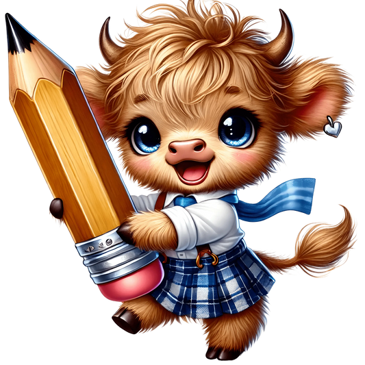 Bügelbild Highland Kuh geht zur Schule  #18 Fylou's Style