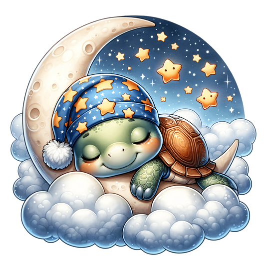 Bügelbild schlafende Schildkröte auf dem Mond #1 - Fylou's Style