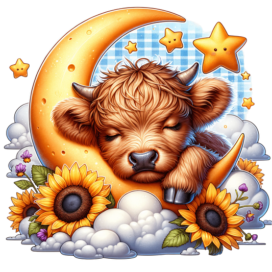 Bügelbild schlafende Highland Kuh auf dem Mond #1 - Fylou's Style