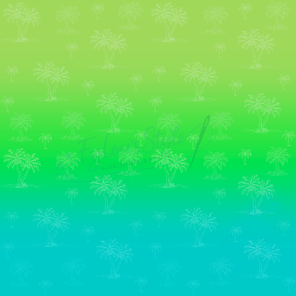 Vorbestellung Panel Palm Sunset Green Ocean Bio Jersey Überbreite