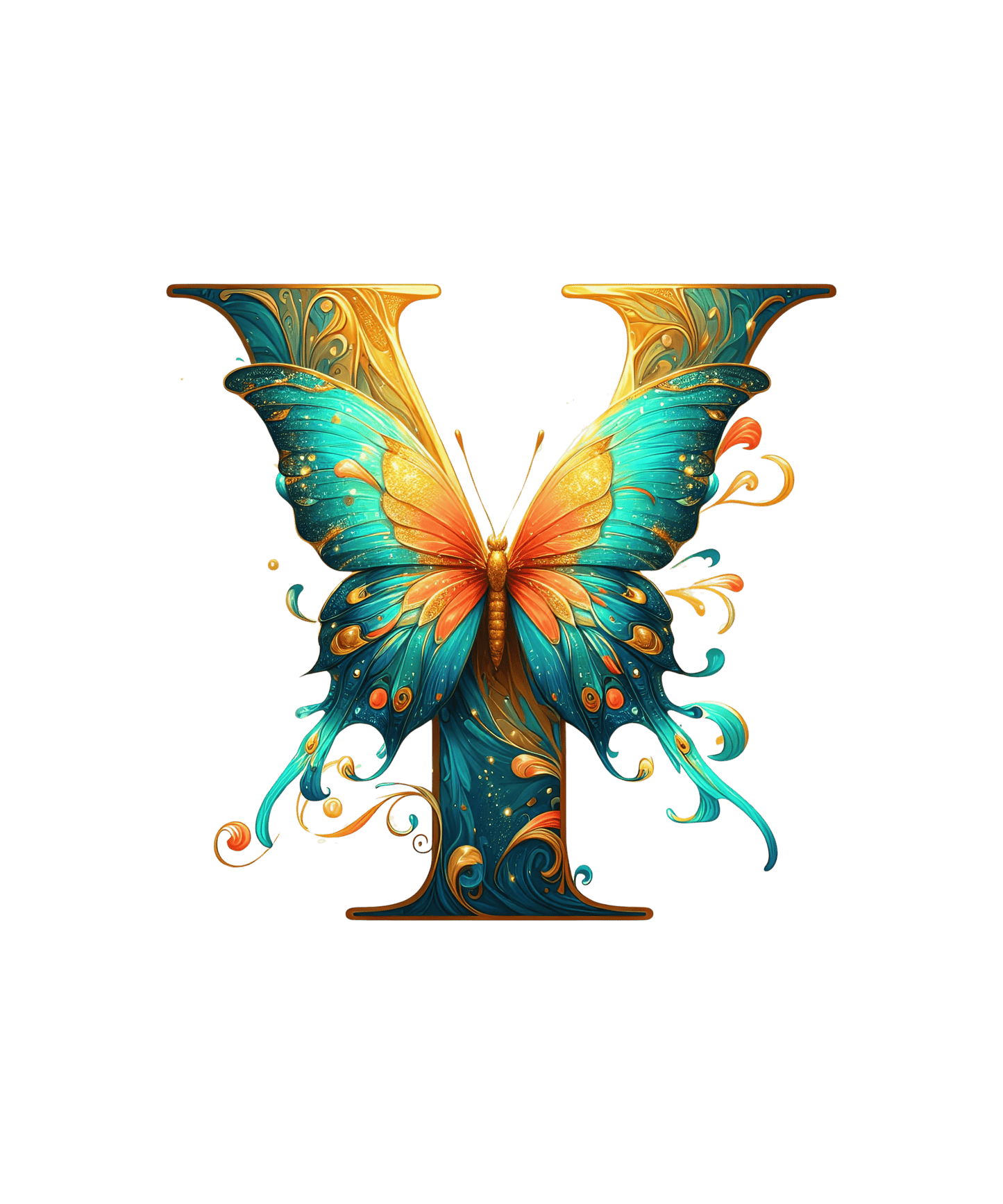 Iron-on Letter Y Butterfly