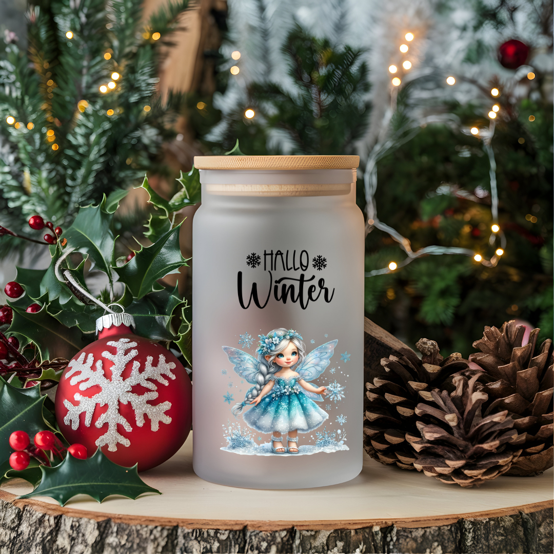 A4 Bogen Rub ON Sticker Winter Fee, randlose Rubons