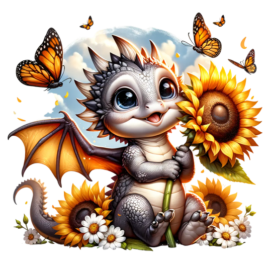 Bügelbild Drache  mit Schmetterling #5 Fylou's Style