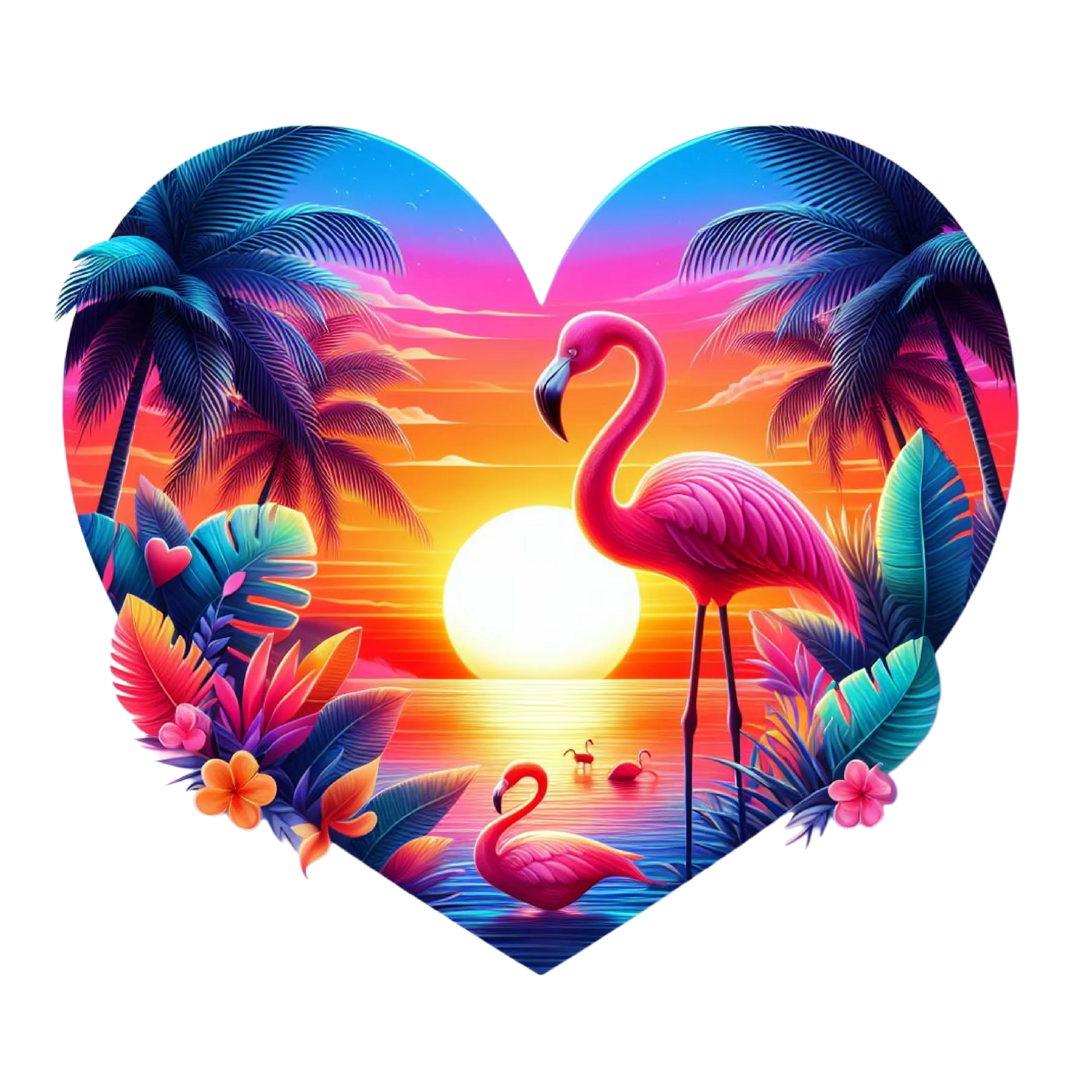 Bügelbild WaterColor Flamingo Heart #20 Fylou's Style
