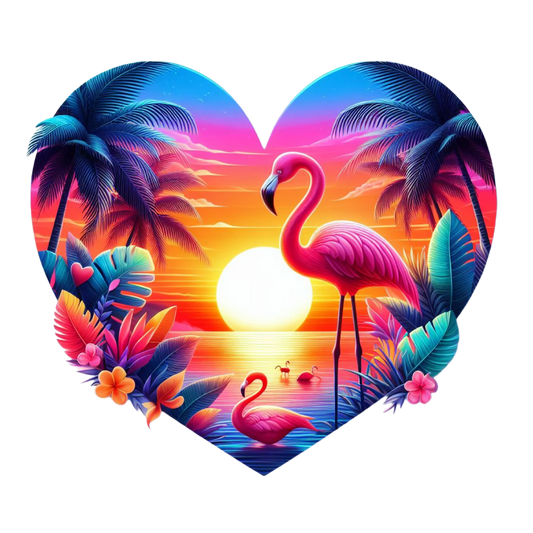 Bügelbild WaterColor Flamingo Heart #20 Fylou's Style