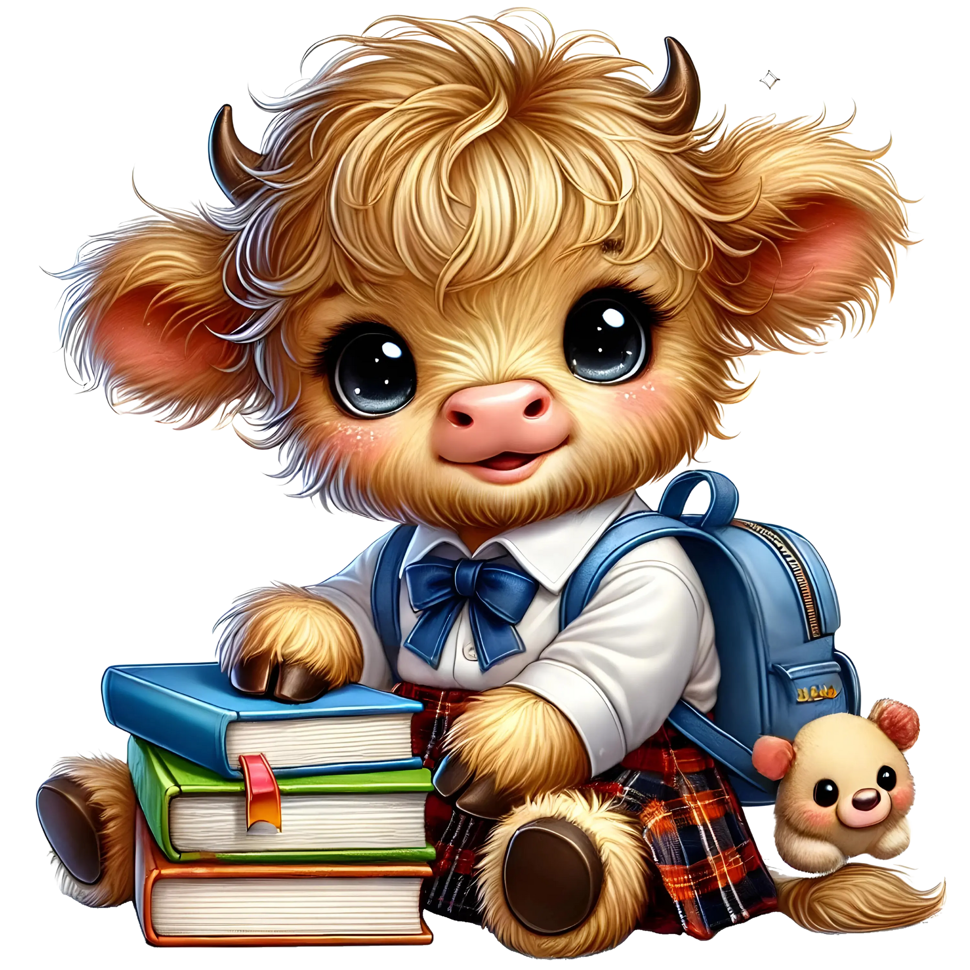 Bügelbild Highland Kuh geht zur Schule  #6 Fylou's Style