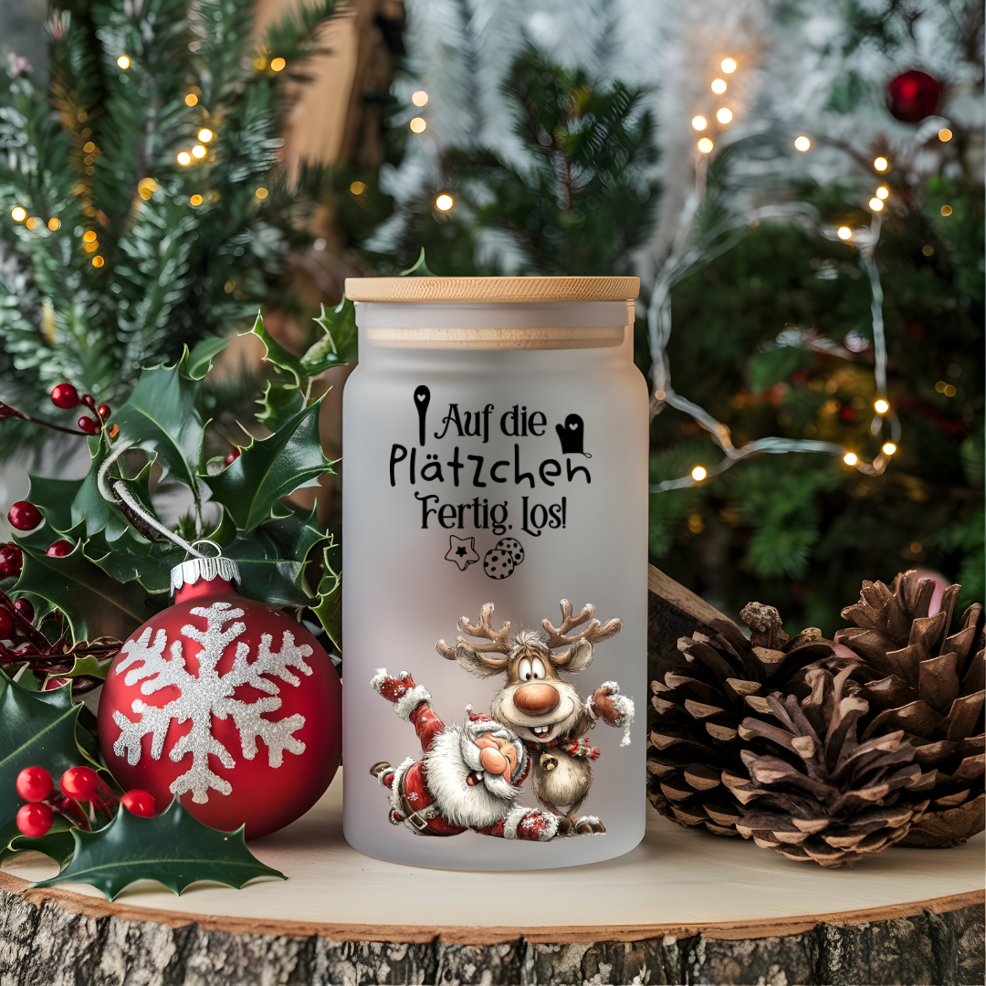 A4 Bogen Rub ON Sticker Weihnachtsmann Elch Bäckerei, Plätzchen Sprüche, randlose Rubons