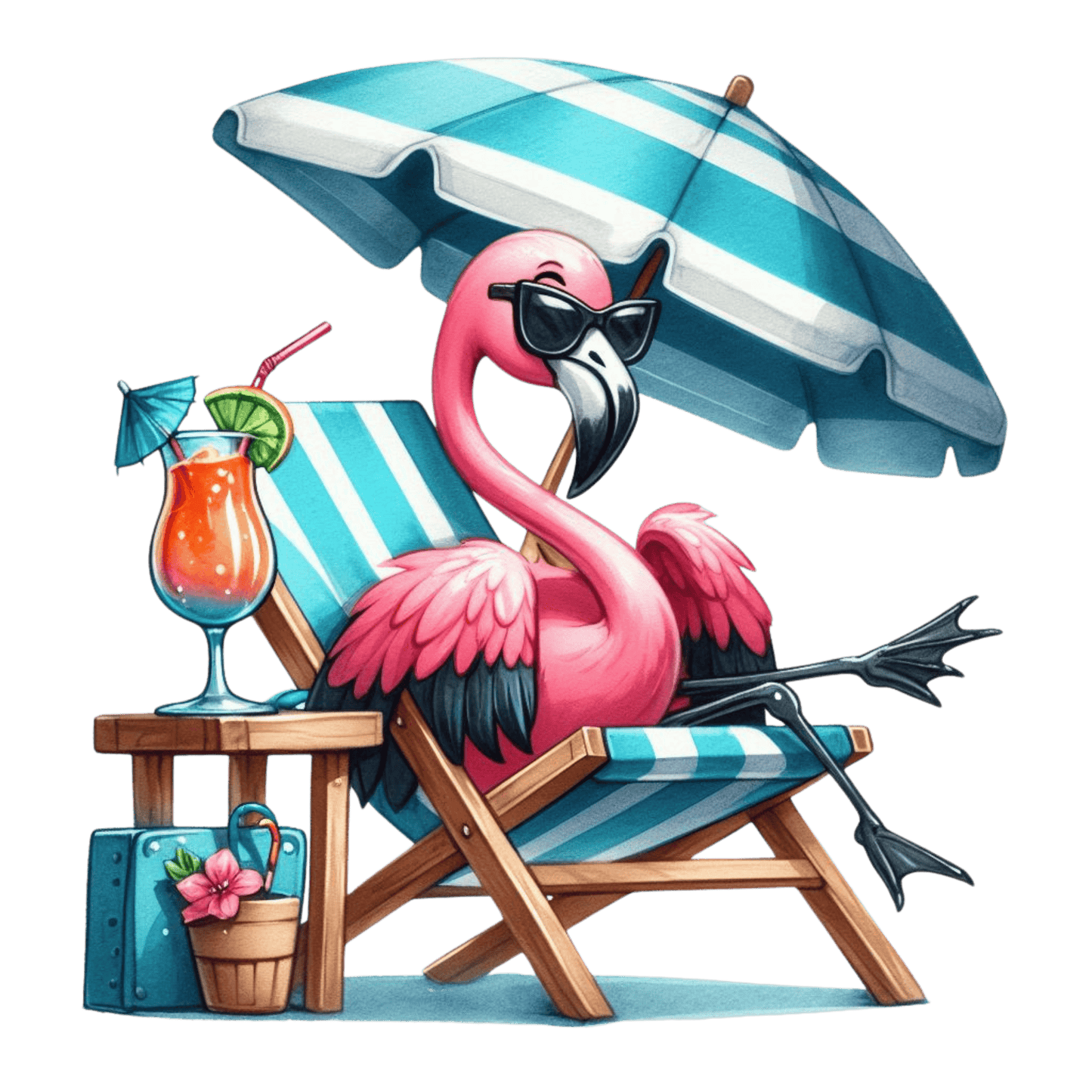 Bügelbild  Relaxter Flamingo