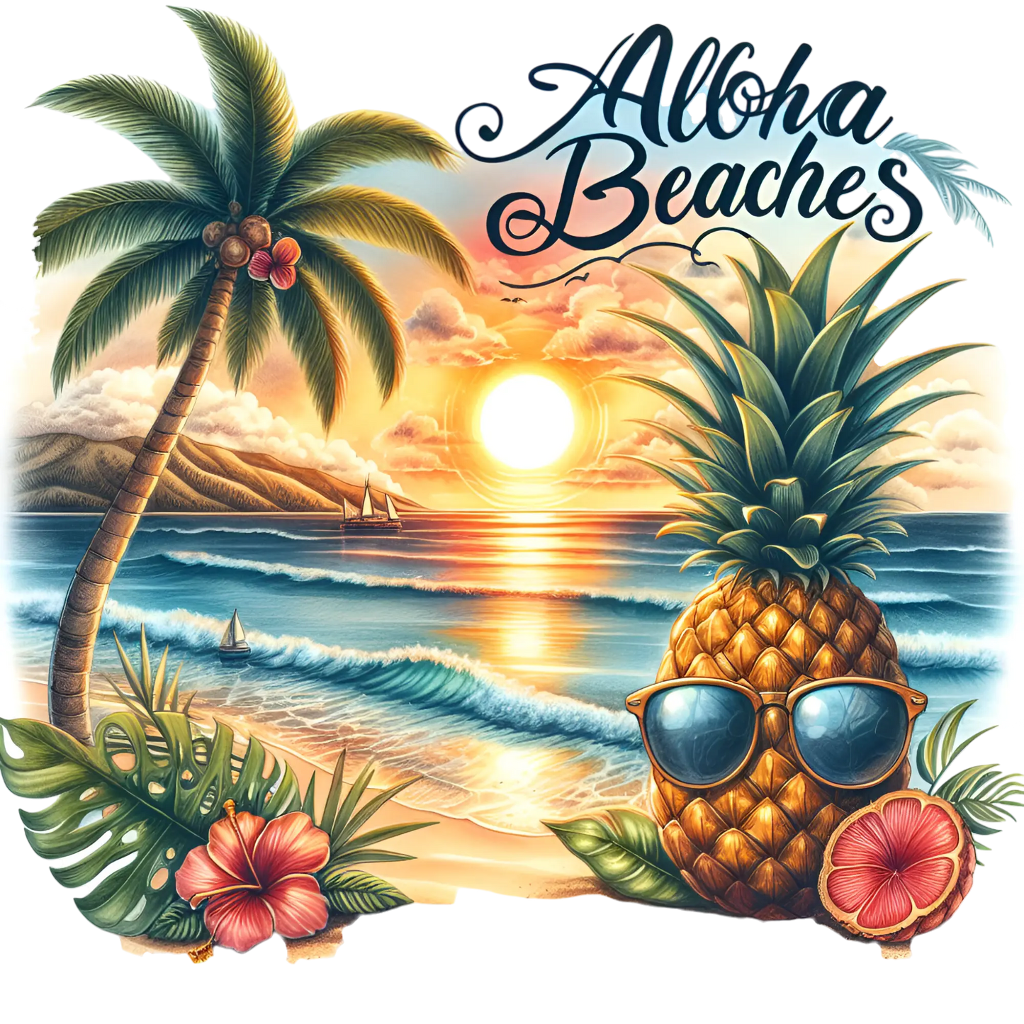Bügelbild Aloha Sonnenuntergang Fylou's Style