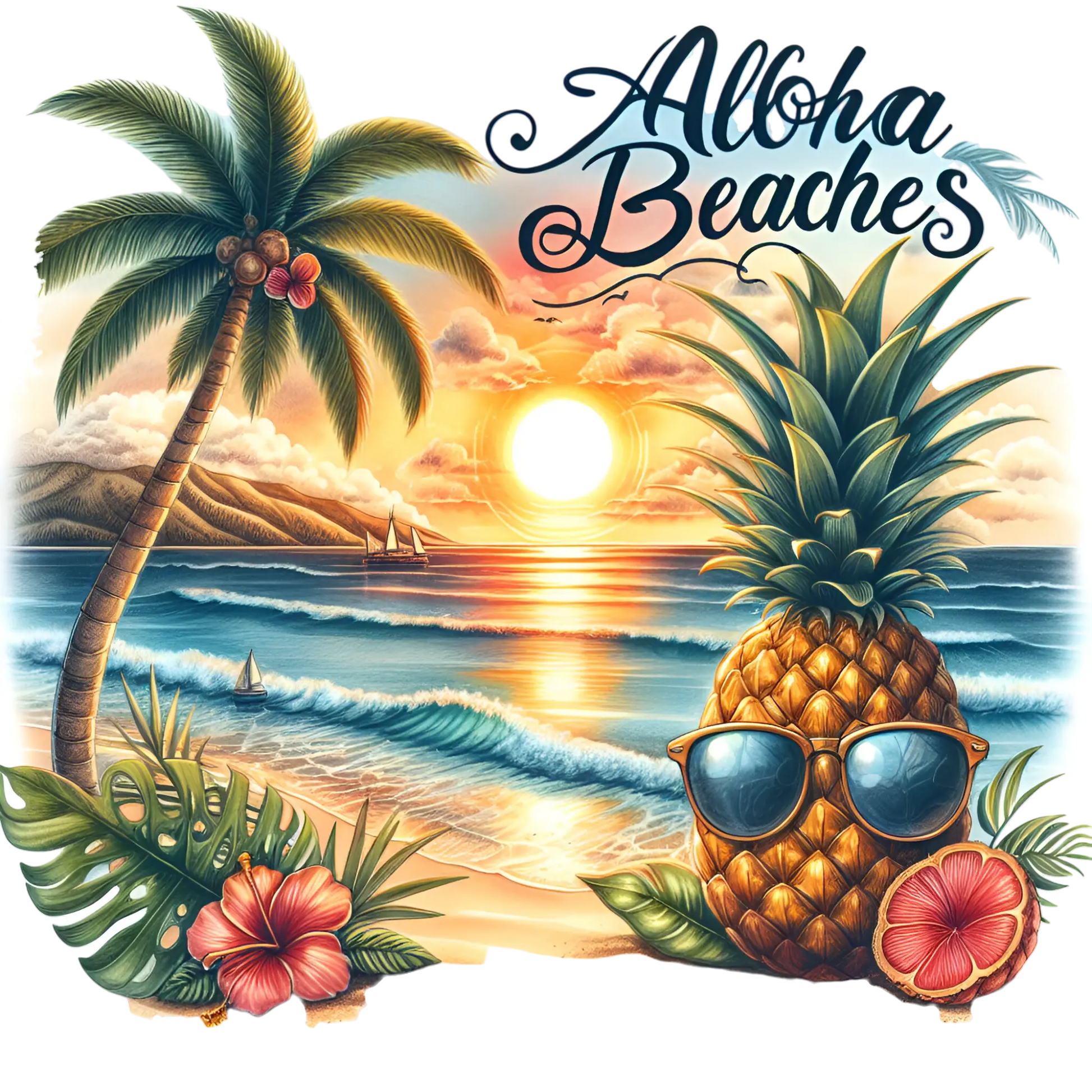 Bügelbild Aloha Sonnenuntergang Fylou's Style
