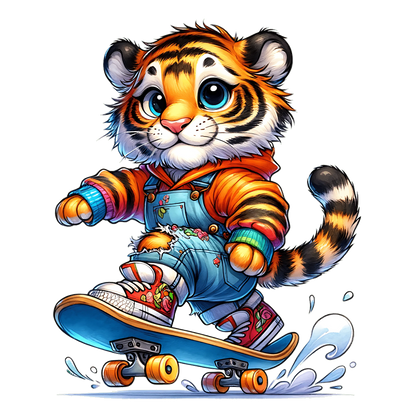 Bügelbild Skateboarder  Tiger #1 Fylou's Style