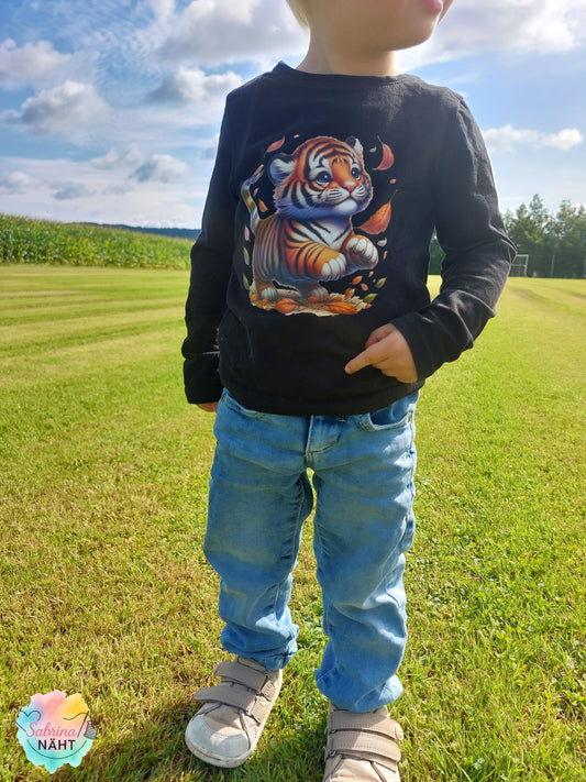 Bügelbild Tiger mit Blättern #2