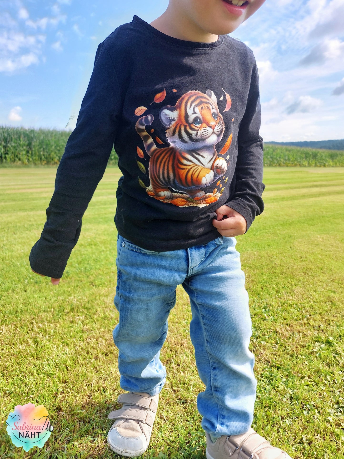 Bügelbild Tiger mit Blättern #2