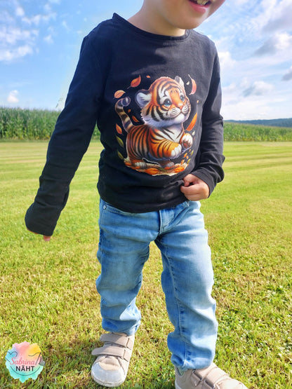 Bügelbild Tiger mit Blättern #2