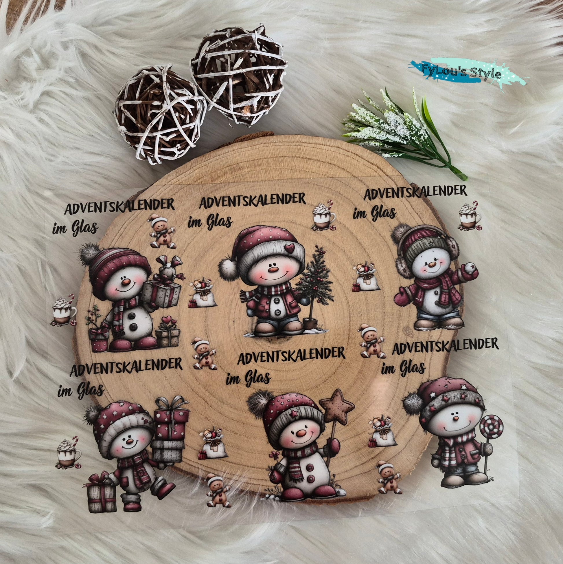 Rub on bogen druck schneemann