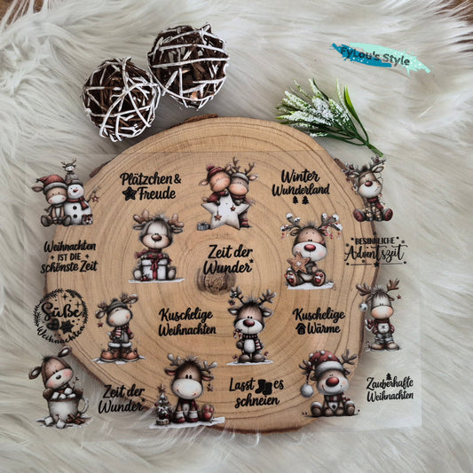 Rub on druck a4 Weihnachten elch