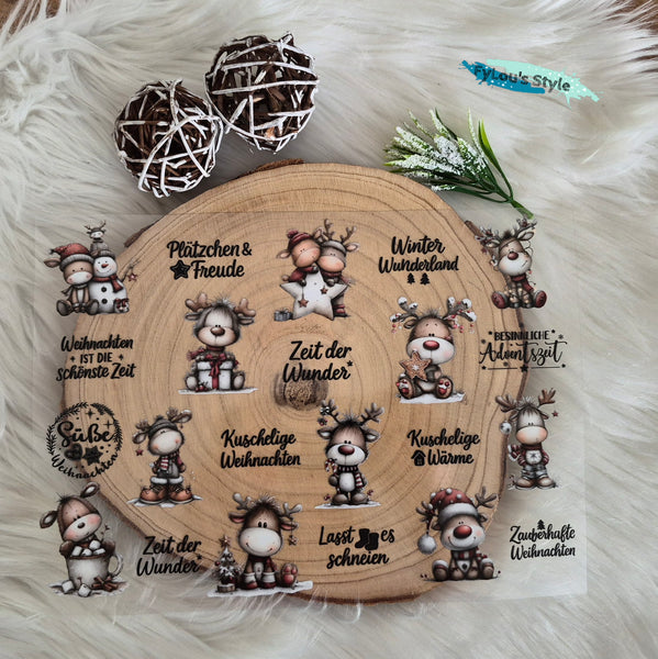 Weihnachtliche Transfer-Aufkleber – 2 Bögen Mit 14 Motiven Für Glas, Holz & DIY-Deko